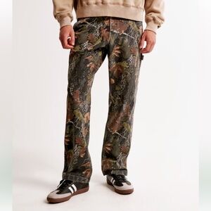 Men's Abercrombie & Fitch Loose Workwear Pant Olive Green Camo 31 x 32